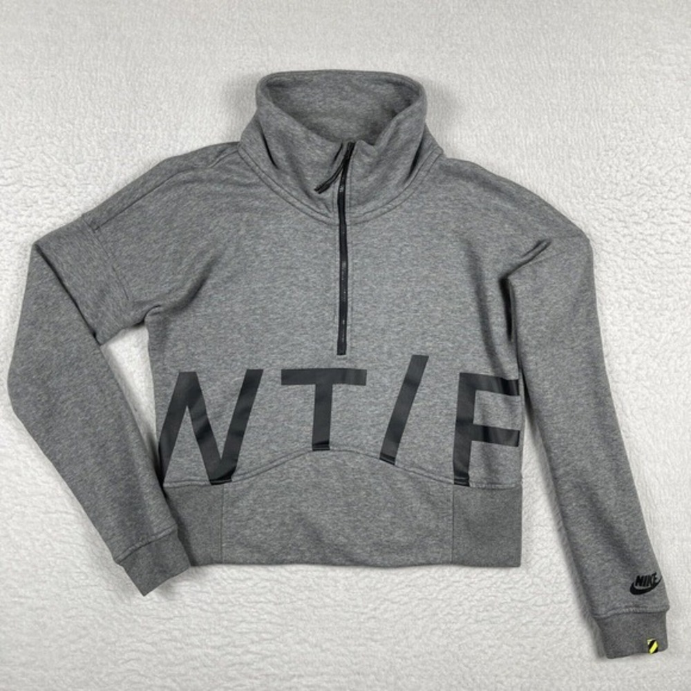 Nike Sweatshirt Womens Small‎ Gray 1/2 Zip Fleece Pullover Track & Field Athlete